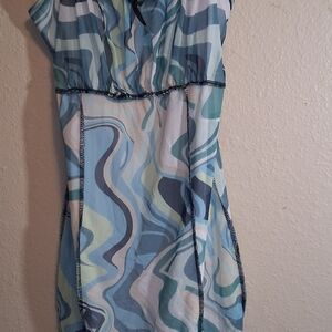 Stylish Blue and Green Swirl Dress 260585